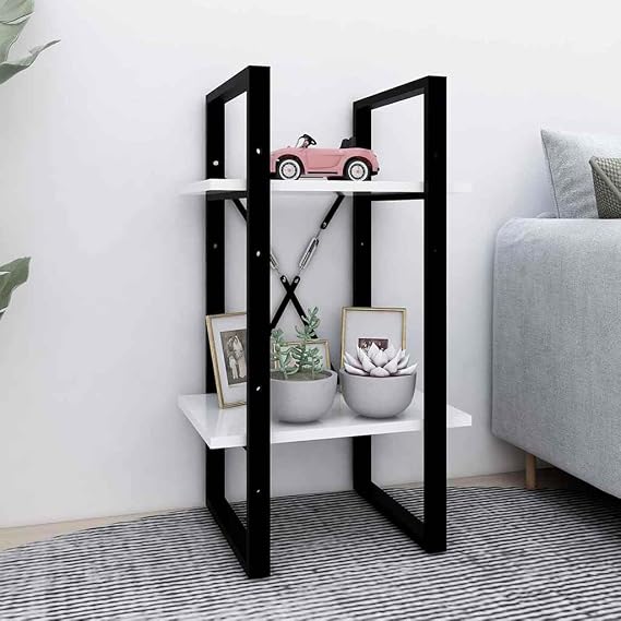 Bookcase, 2 Compartments, White, 40 x 30 x 70 cm, Wood Material Wall Shelf, Storage Organiser for Living Room, Office, Children's Room, Hallway Decoration
