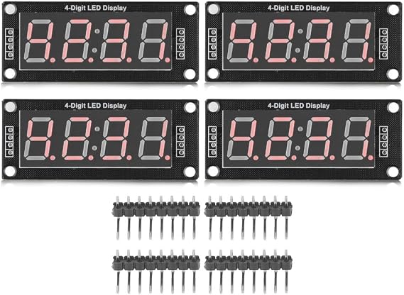 4桁7セグメント0.5インチledディスプレイモジュール 5v Tm1637 4セット - 4ピンインターフェース付きデジタルチューブクロックシングルボード、プラグアンドプレイデザインレッド