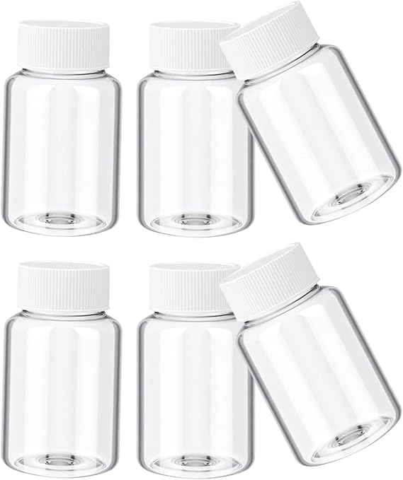 Empty Capsules,Plastic Pill Containers with Secure Caps for Liquid,Solid,Powder,Chemical Storage, Refillable Travel Medicine Organizer for Vitamins,Medication,Supplements (Clear, 100ml 6-Pack)