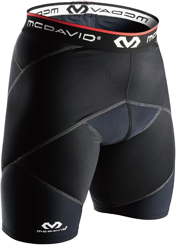 McDavid Compression Inner 8200 Cross Compression Shorts, Core Hip Joint, Pelvis, Buttocks Support, Compression, Sweat-Absorbent, Quick-Drying, Performance, Black, Sports, Basketball, Baseball