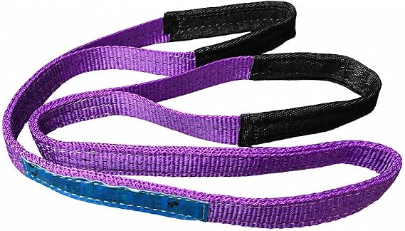 Polyester Flat Lift Sling, 2M 1 Ton Capacity Lifting Strap for Towing and Pulling, Purple