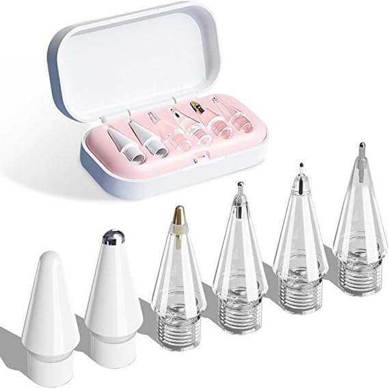 PSR Aksesuar Apple Pencil Uyumlu Yedek Kalem Uçları – 6’lı Set | Özel Taşıma Kutulu (Pembe)