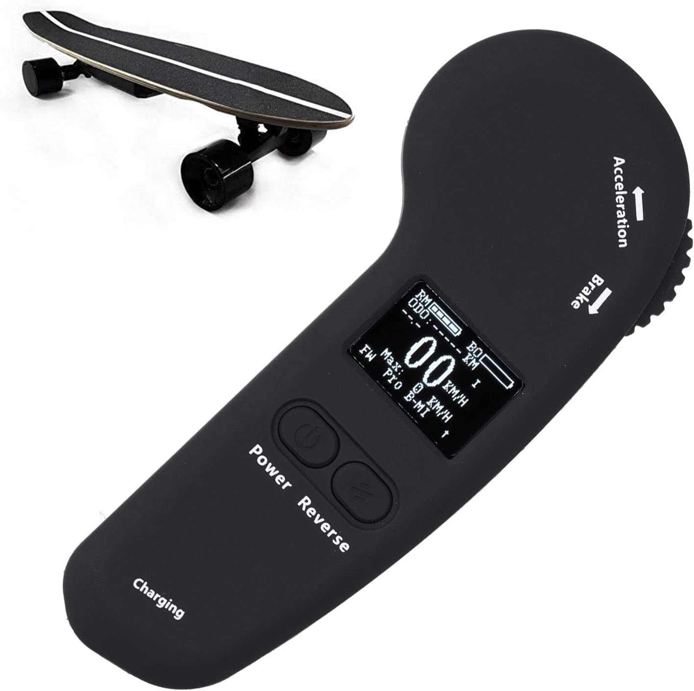 flexman Electric Skateboard Remote Control, Universal Wireless LED Display Remote Control with Adjustable Speed Braking Vibration Reminder Data Record