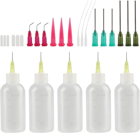 Tomoyuki 5 Pcs Needle Bottle Applicators, 50ml Needle Tip Bottles