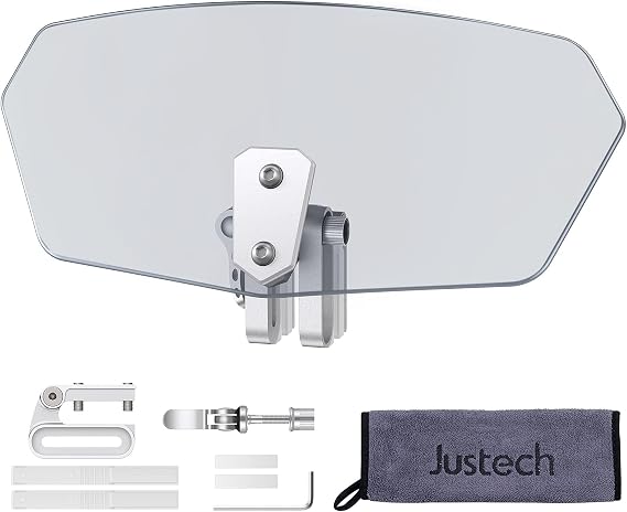 Justech Motorcycle Wind Deflector Adjustable Clip On Windshield Extension