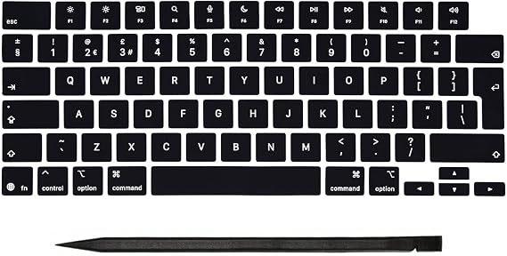 Replacement UK Keyboard Keycaps Keys For Macbook Air 13'' 15'' (M4 M5) A3240 A3241 A3448 A3449 2024-2026 (Midnight Keycaps)