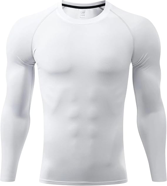 Sillictor Mens Compression Base Layer Top Quick Dry Long Sleeve Running Top Mens UPF 50+ Sports Underlayer for Ski Golf Cycling Hiking Football,Breathable Moisture Wicking Muscle Support