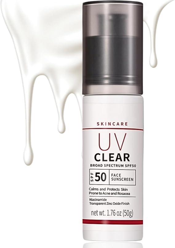 Mineral Sunscreen SPF 50+,Zinc Oxide Sunscreen Face & Body Moisturiser, Sun Cream Face Calms & Protection Skin, No White Cast Sun Screen for Sensitive Skin,UV Clear Broad-Spectrum, 50g