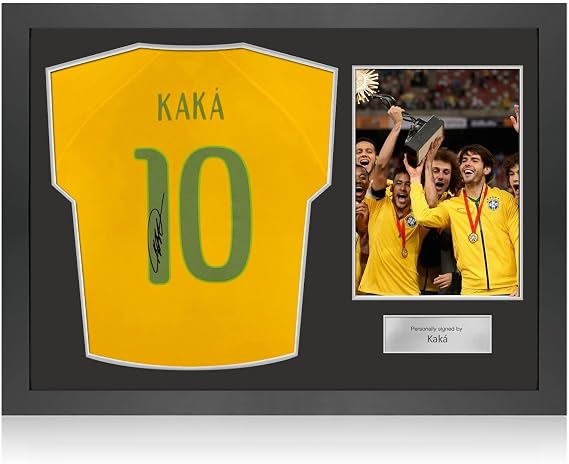 Kaka Signed Original Brazil 2014-15 Home Football Shirt. Icon Frame