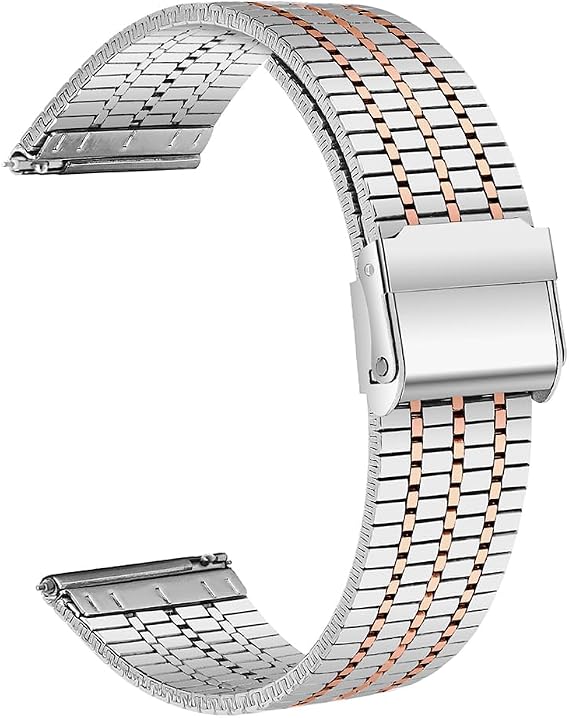 Quick Release Watch Strap, Stainless Steel Watch Straps with Metal Clasp, Smart Watch Band for Men and Women, Compatible for Galaxy, Garmin, Withings, Huawei, Amazfit and Seiko Watches