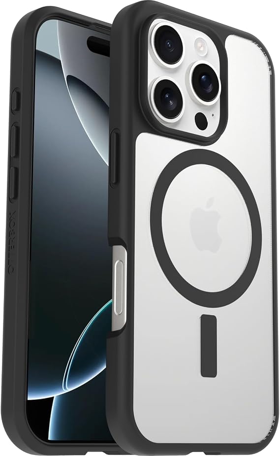 OtterBox iPhone 16 Pro Uyumlu Sleek Serisi MagSafe Kılıf, Darbeye ve Düşmeye Karşı Koruyucu Ultra İnce Koruyucu Kılıf, Şeffaf/Siyah,