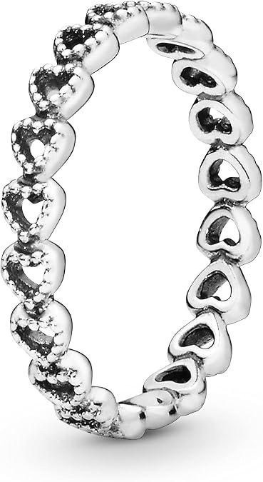 Pandora ジュエリー ハートのバンド スターリングシルバーリング, 金属, 適用なし