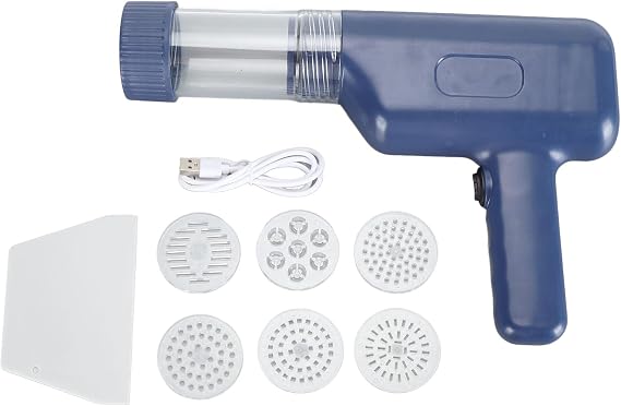 Zerodis Handheld Electric Pasta Maker, Portable Cordless Automatic Noodle Press Machine with 5 Mould Suitable for Home Kiechen Making Spaghetti Ramen Noodle