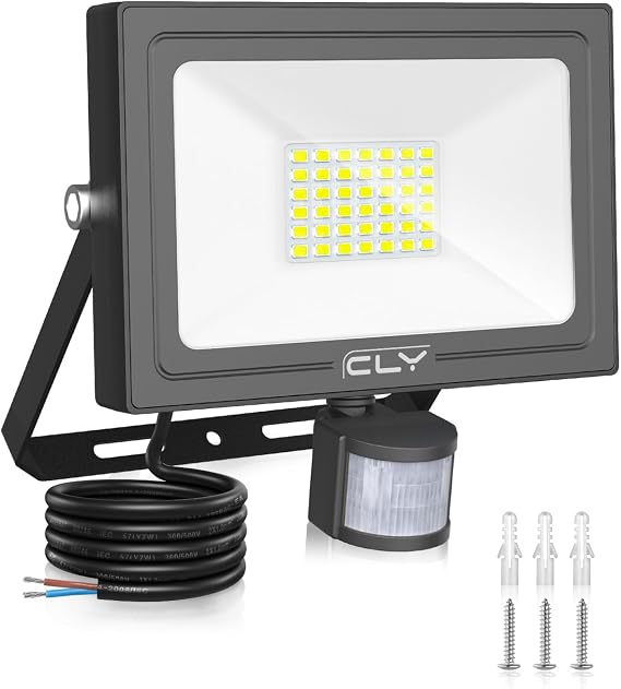 CLY Security Lights Outdoor Motion Sensor 30W PIR Sensor Light 2820LM 6500K [Energy Class E]