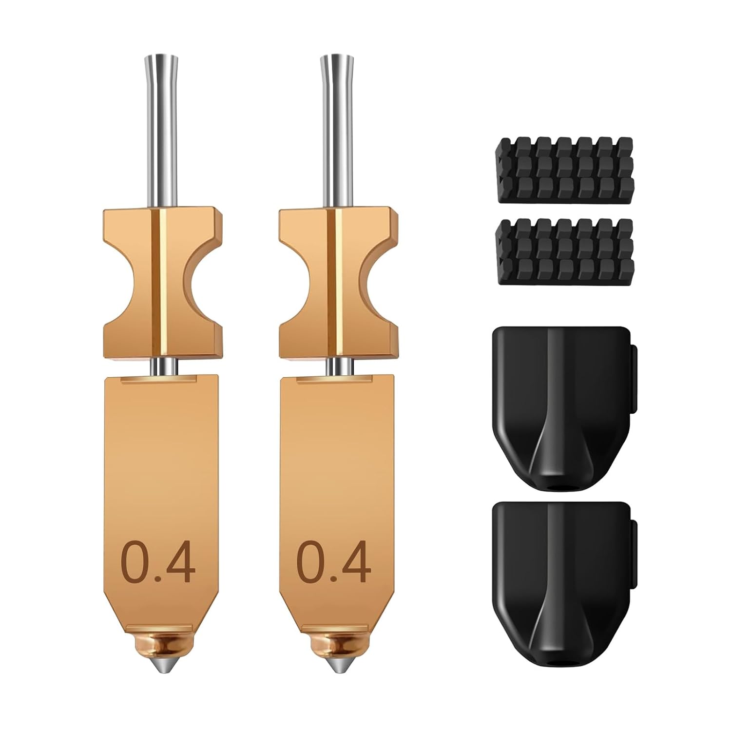 アップグレード AD5X 0.4mm ホットエンドノズルキット ワンピースクイック取り外し可能ノズル*2、シリコンソックス*2 + ノズルブラシ*2 Flashforge AD5X 3Dプリンター押出機ホットエンドアクセサリー用