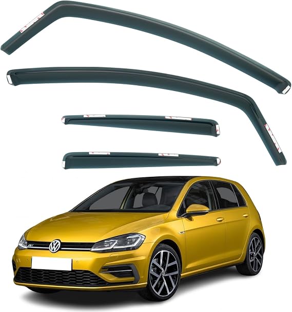 Set of 4 Wind Deflectors Compatible with Volkswagen Golf 7 5-Door Hatchback 2013 2014 2015 2016 2017 2018 2019 2020 Models