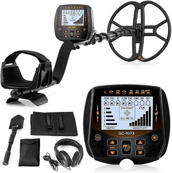 Hazlewolke Double D Metal Detector, High Sensitivity, Waterproof Search Coil, Pinpoint Identification Mode, LCD Backlight Display, Treasure Finder, Gold Detector