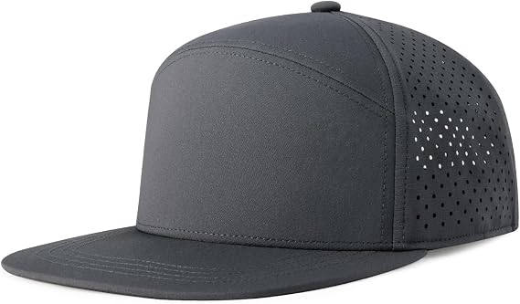 BOTVELA Men Flat Brim Snapback Adjustable Performance Hat Laser Perforated Baseball Cap