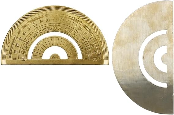 Brass Protractor, 0-180 Degree, with Clear Scale, Gold 102x57mm