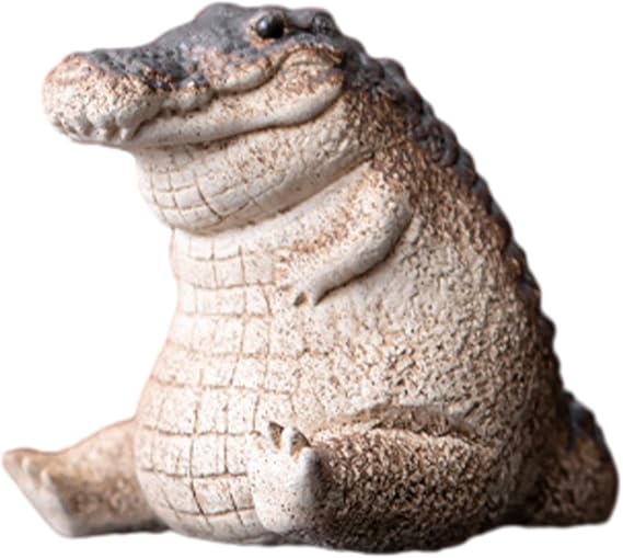 Alligator Statue Ornament, Cute Crocodile Statue Resin Animal Sculpture, 1.7" Mini Resin Crocodile Fat Tea Pet Alligator Figurine Ornament for Indoor Outdoor Home Garden Decor
