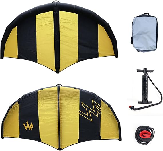 Windsurfing Inflatable Wing,5㎡ Water Surfing Wind Wings with Window,Handheld Kitesurfing Surfboarding,Surfboard Standup Boarding Kite,for Adult Beginners in Water and Snow Sports(Yellow)