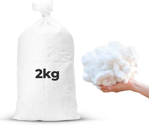 Hollowfibre Stuffing - 2KG Quality Grade for Filling Cushions, Pillows, Teddy Bear & Toy Stuffing 100% Hypoallergenic Machine Washable Polyester Filling
