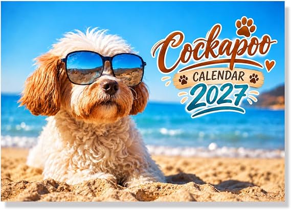 Cockapoo Calendar 2027 12 Month to View A4 Wall Calendar 2027 A3 When Open Month Calendar Papa Prints