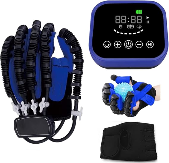 Finger and Hand Function Rehabilitation Trainer Robots Rehab Gloves Recovery Exercise Gifts Equipment for Dementia Arthritis Stroke Hemiplegia Patient (Left Hand, X-Large)