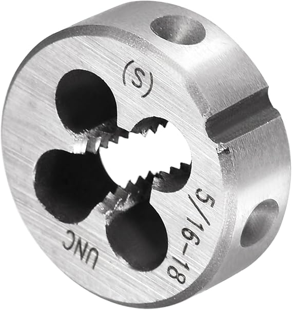 Round Threading Dies, 5/16-18 UNC Thread, 9SiCr Alloy Tool Steel Screw Milling Tools - (Applications: for Machine Thread Repair), 1-Piece