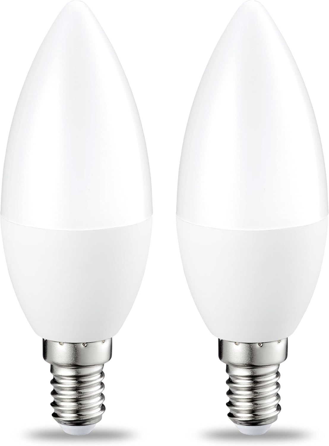 Amazon Basics LED E14 Small Edison Screw Candle Bulb, 6W Equivalent to 40W, CRI80, Warm White, Dimmable- Pack of 2