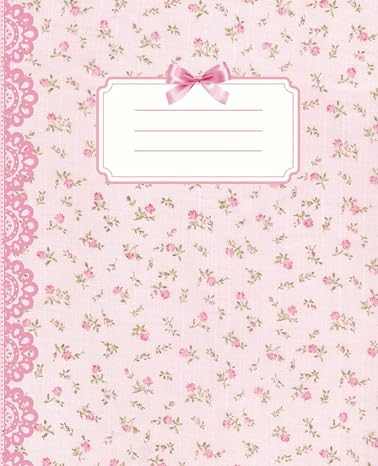 Coquette Composition Notebook College Ruled Vintage Pink Floral Print Aesthetic Journal Diary: School Supplies for Girls, Teens, Women 100 Pages 7.5 x 9.25"