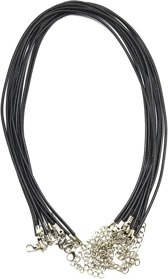 10pcs Artificial Leather Necklace Cord with Carabiner, Braided Rope for Crafts, Unisex Necklace Cord Pendant Necklace