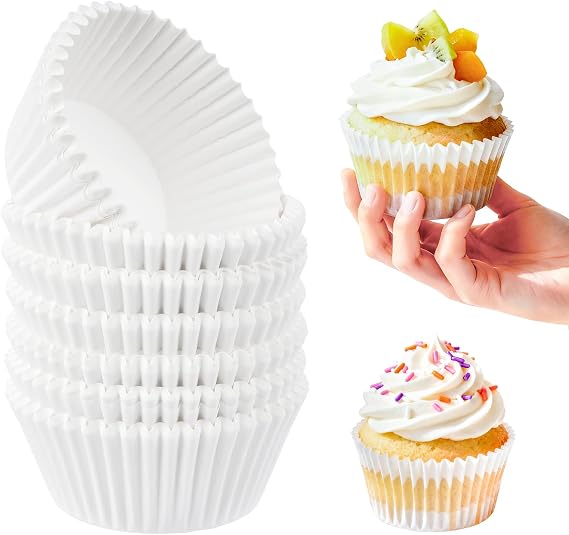 200 Pcs Cupcake Paper Moulds, Cupcake Moulds, Paper Moulds for Cupcakes, Desserts, Parties, Birthdays, Weddings and Christmas (White)