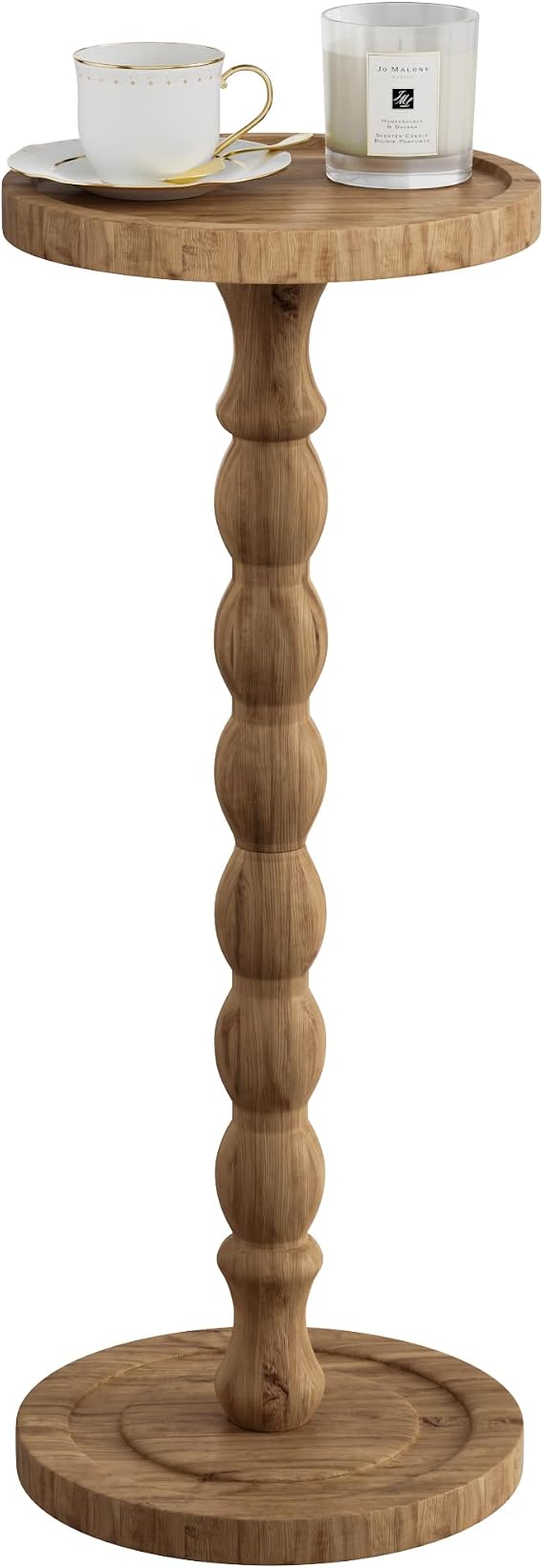 Wooden Round Side Table, Round Bar Table,Small End Table-Dunkle Holzfarbe