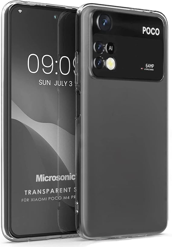 Microsonic Xiaomi Poco M4 Pro 4G için Kılıf Transparent Soft, Şeffaf [Poco M4 Pro 4G ile Uyumlu Kılıf - Şeffaf]