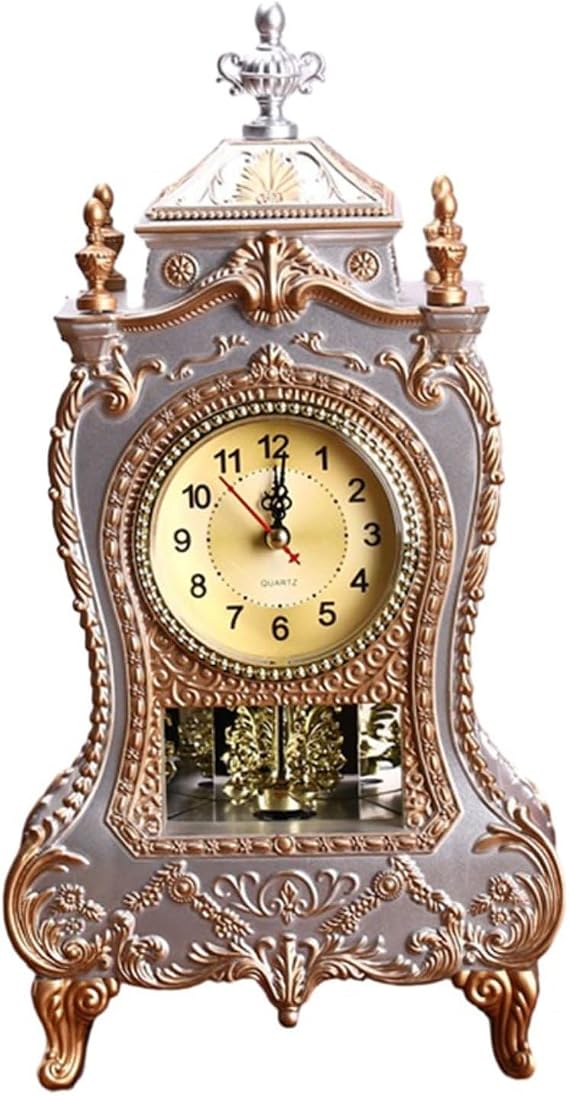 Vintage Analog Display Clock with Hourly Chimes, Silent Night Mode 9PM-6AM, Wall Mountable or Desk Stand for Home Office Decor, White Brown Red, 6.5 x 3.4 x 13 in(White)