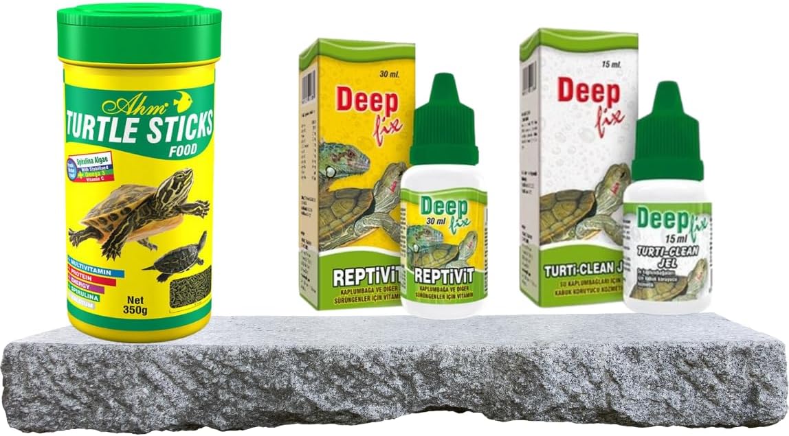 Kaplumbağa Stick Yem ve Bakım Seti (Vitamin, Kabuk Koruyucu) 250 ml - Su Kaplumbağaları için