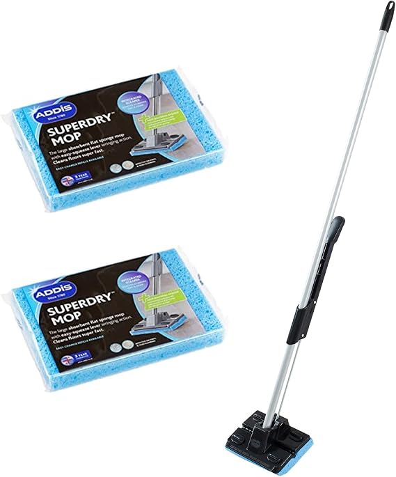 Addis Superdry Sponge Floor Mop | Self-Wringing Mop with 2 Refills