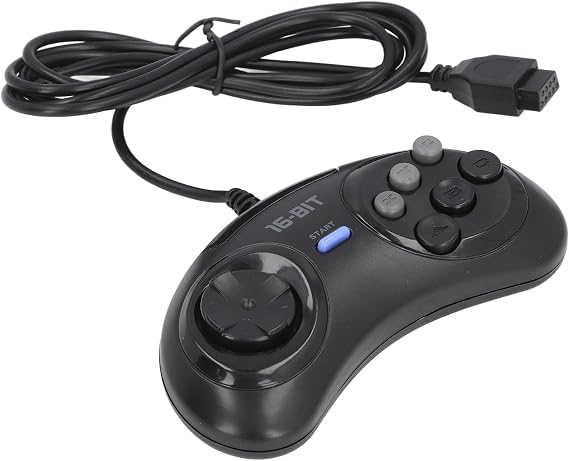 Akozon Game Controller for Genesis 9 Pin 16 Bit Wired Ergonomic Gamepad - Plug and Play, Boost Function, Compact Design for Ultimate Gaming Experience