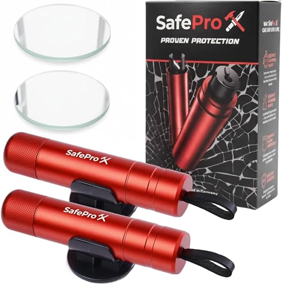 Emergency Hammer for Car, Life-Saving Window Breaker & Belt Cutter, Compact Rescue Tool for Quick Accident Aid & Safety on the Go. (Pack of 2)