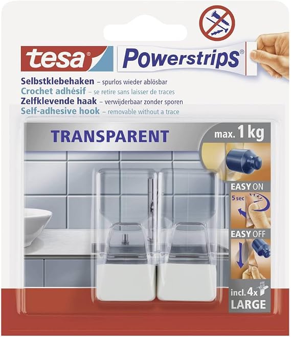 Powerstrips Şeffaf Askı, Beyaz