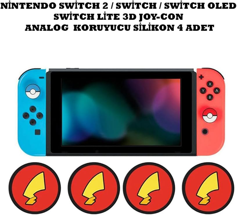 WOTOBE Nintendo Switch/Switch 2/Switch OLED/Switch Lite Uyumlu 3D Analog Silikon Koruyucu Pad, 4 Adet