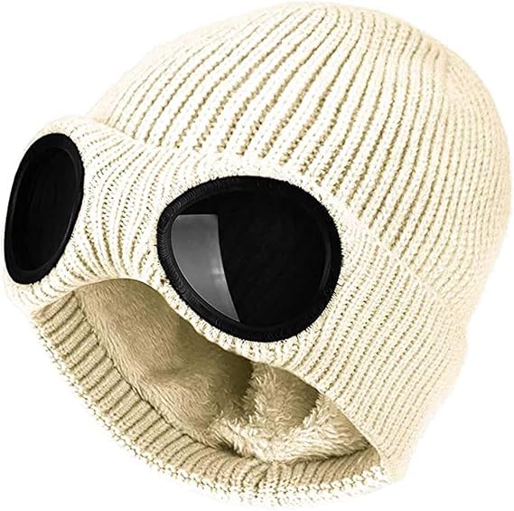 Unisex Goggle Beanie Knitted Winter Chunky Beanie Hat
