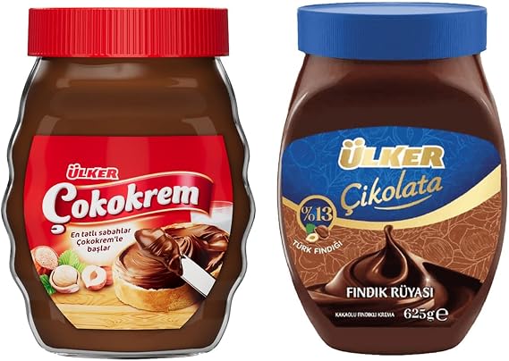 Ülker Çokokrem Fındıklı Çikolata Kreması 650 gr ve Çikolata Fındık Rüyası Kakaolu Fındıklı Krema 625 gr, 2'li Set
