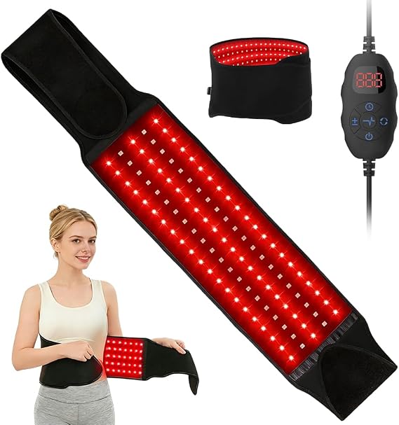 Red Light Belt, Waist Belt with 5 Modes Adjustable and 140 LEDs, Massaging Belts with 660nm & 850nm Near-Infrared Light, LED Lamp Waist Pad Suitable for Shoulder, Back, Waist and Abdome