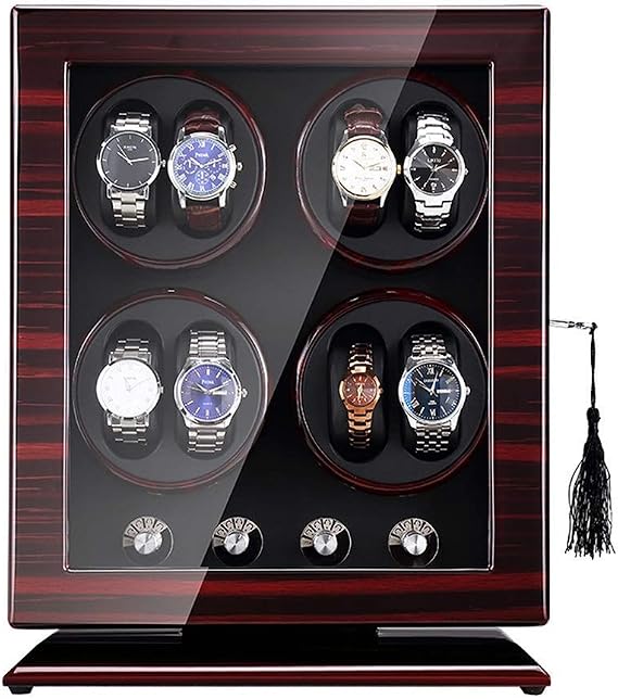 Automatic Watch Winder 8 Watch Winder Box 5 Rotation Mode Exterior Quiet Motor Happy Life (Black)