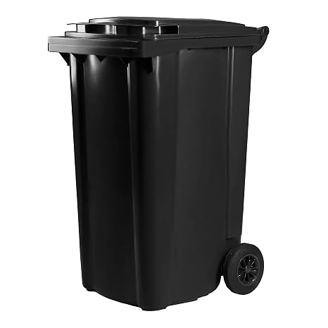 Wheelie Bin with 2 Wheels and Lid Large Bin - 240 Litres - Grey - Size: 1092 x 578 x 734 mm
