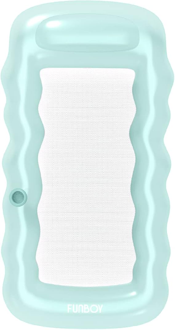 FUNBOY Luxury Clear Mint Blue Mesh Lounger Pool Float, Float in and Out of The Water. Integrated Cup Holder and Headrest