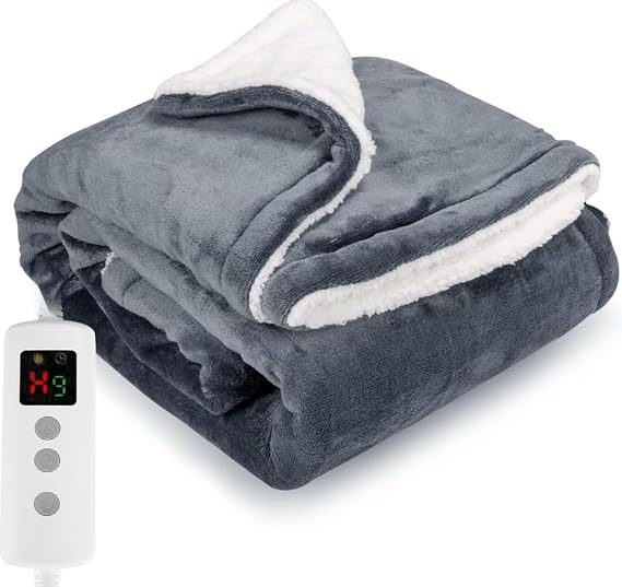 Heated Blanket, Electric heated throw 200x150CM Dark Grey, Electric Throw