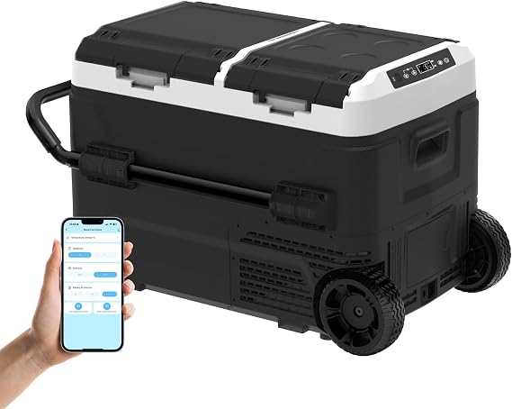 AS 12V Car Refrigerator, 40L Dual Zone Portable Fridge Freeze,20°C~20°C